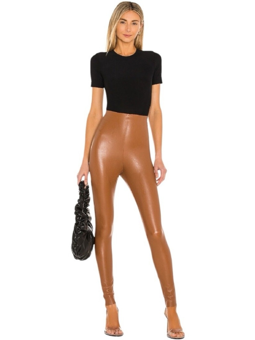 Commando High-Rise Faux Leather Leggings - Camel Brown